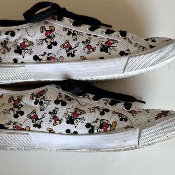 DISNEY Mickey Mouse All Over Canvas Shoes Women's Sz 8 Shoes Low White Sneakers - Picture 5 of 10